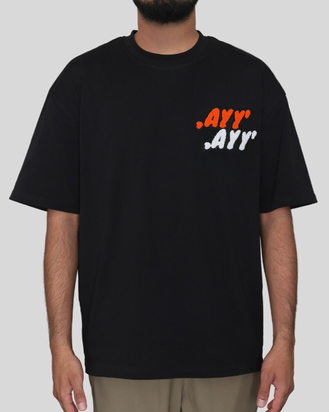 Oversized Black T-Shirt Orange