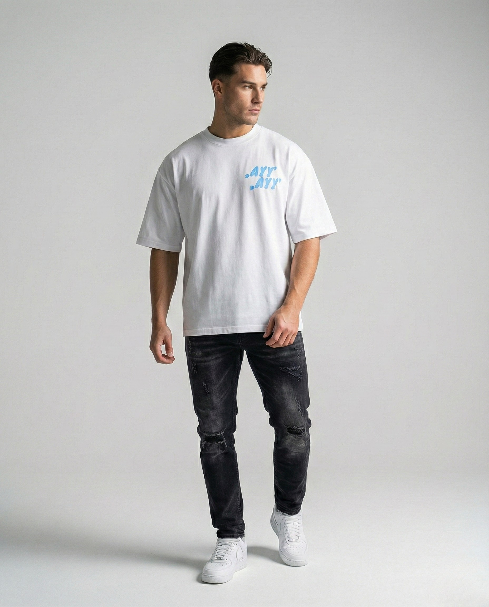 White T-Shirt Blue