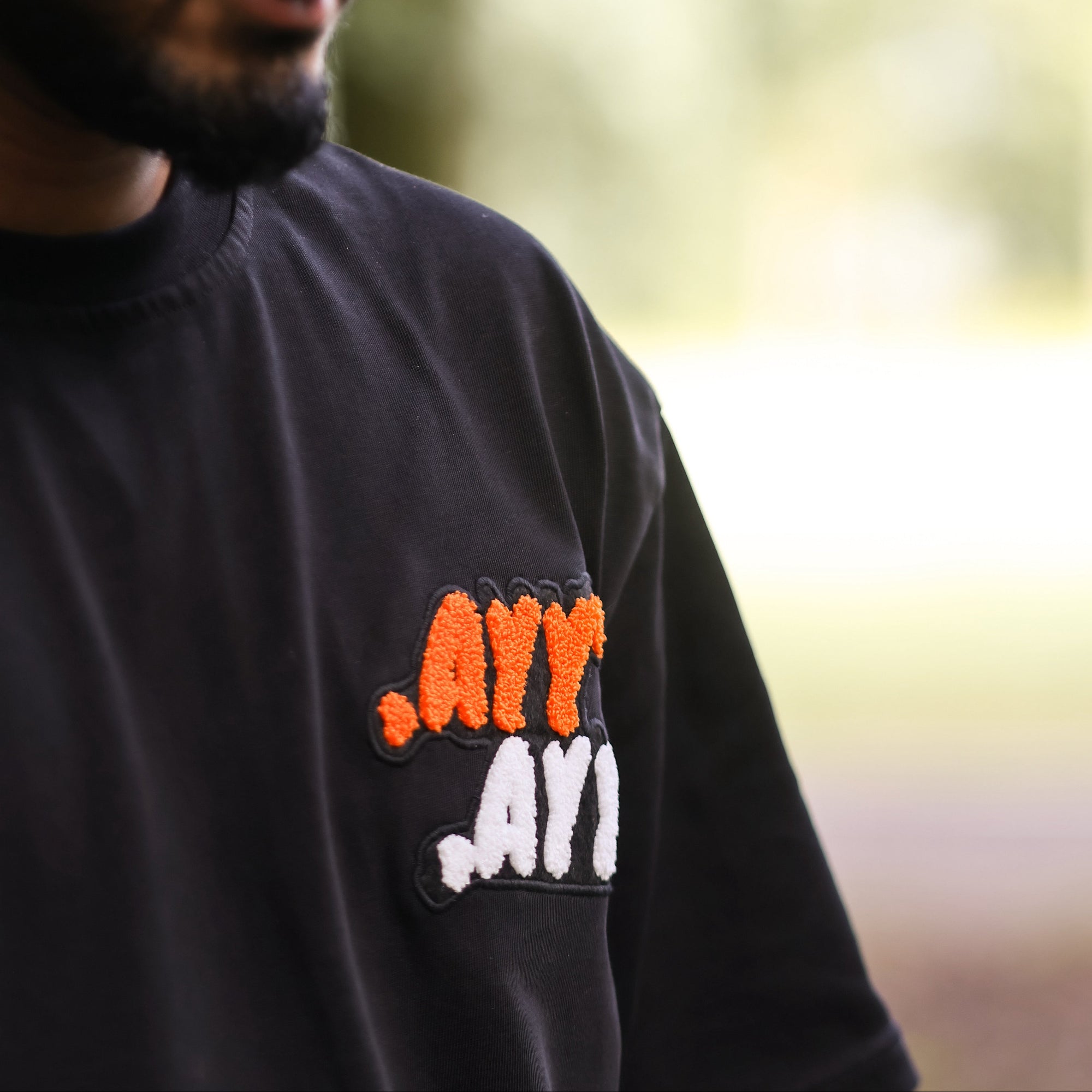 Oversized Black T-Shirt Orange