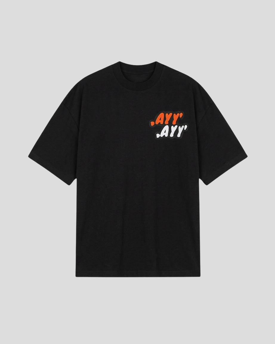Oversized Black T-Shirt Orange