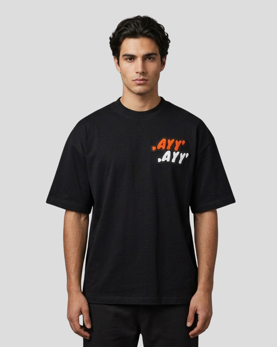 Oversized Black T-Shirt Orange