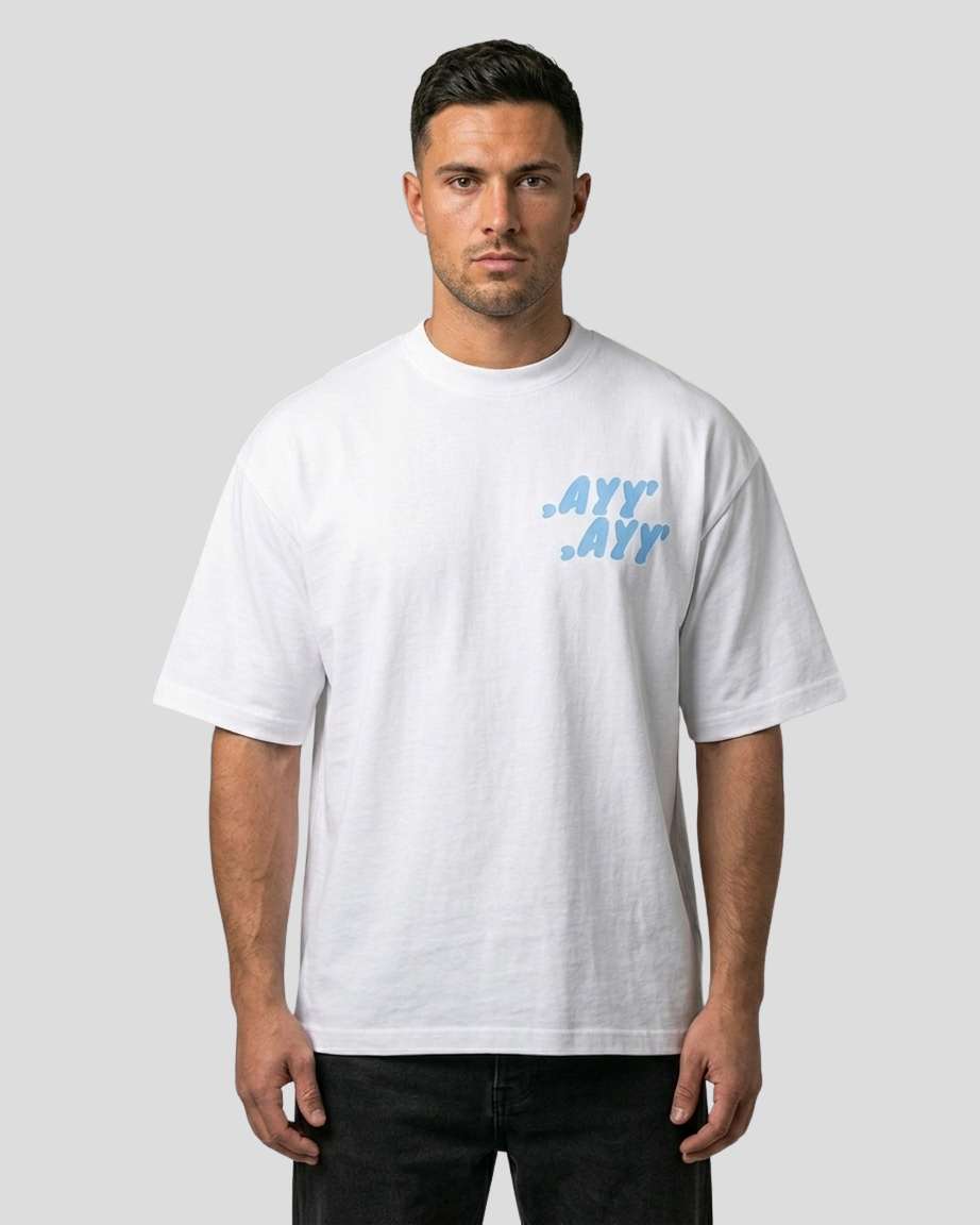 White T-Shirt Blue